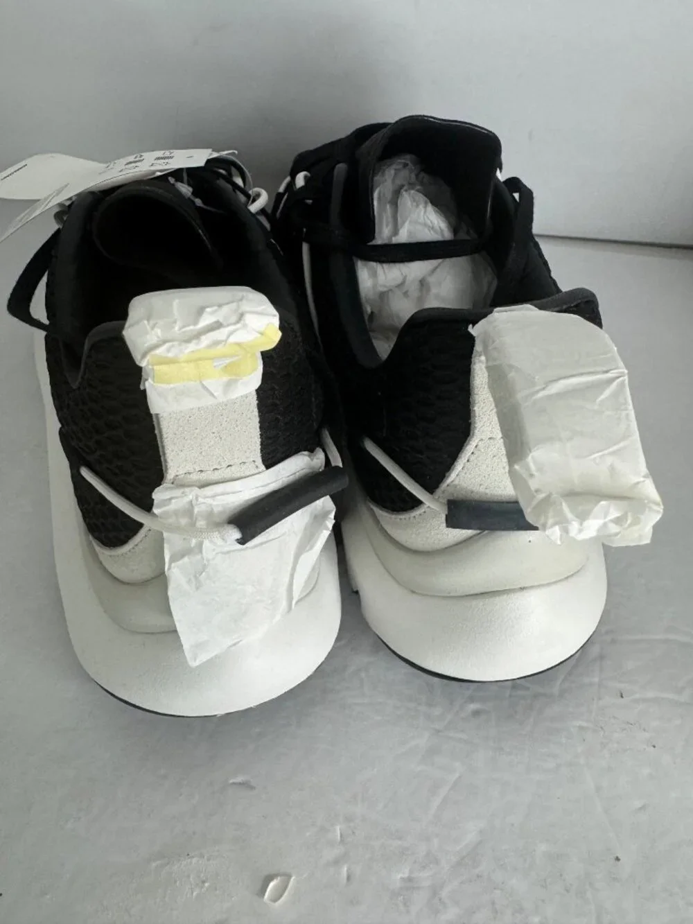 Y-3 Black and White Mesh Suede Runner Sneakers